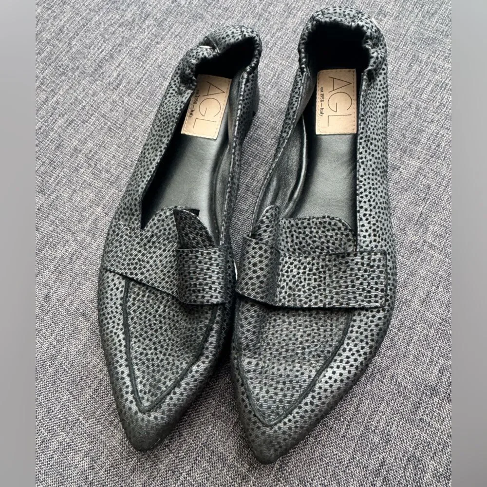 AGL Attilio Giusti Leombruni Micro Pointed Toe Loafer Gray Mini Leopard spot 6